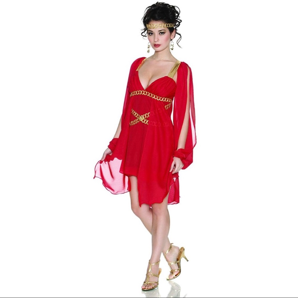 Sexy Red Goddess Halloween Costume Grecian GOT House of Dragon Medieval M/L